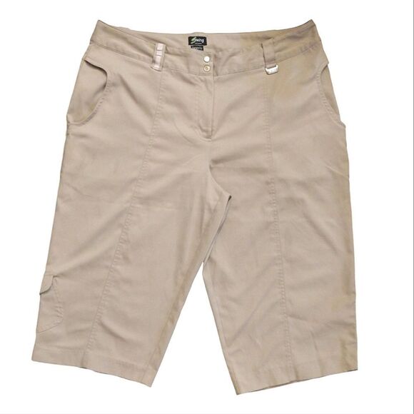 Bette & Court Beige Tanya Fit Swing Bermuda Golf Shorts Plussize 14 - Picture 1 of 11